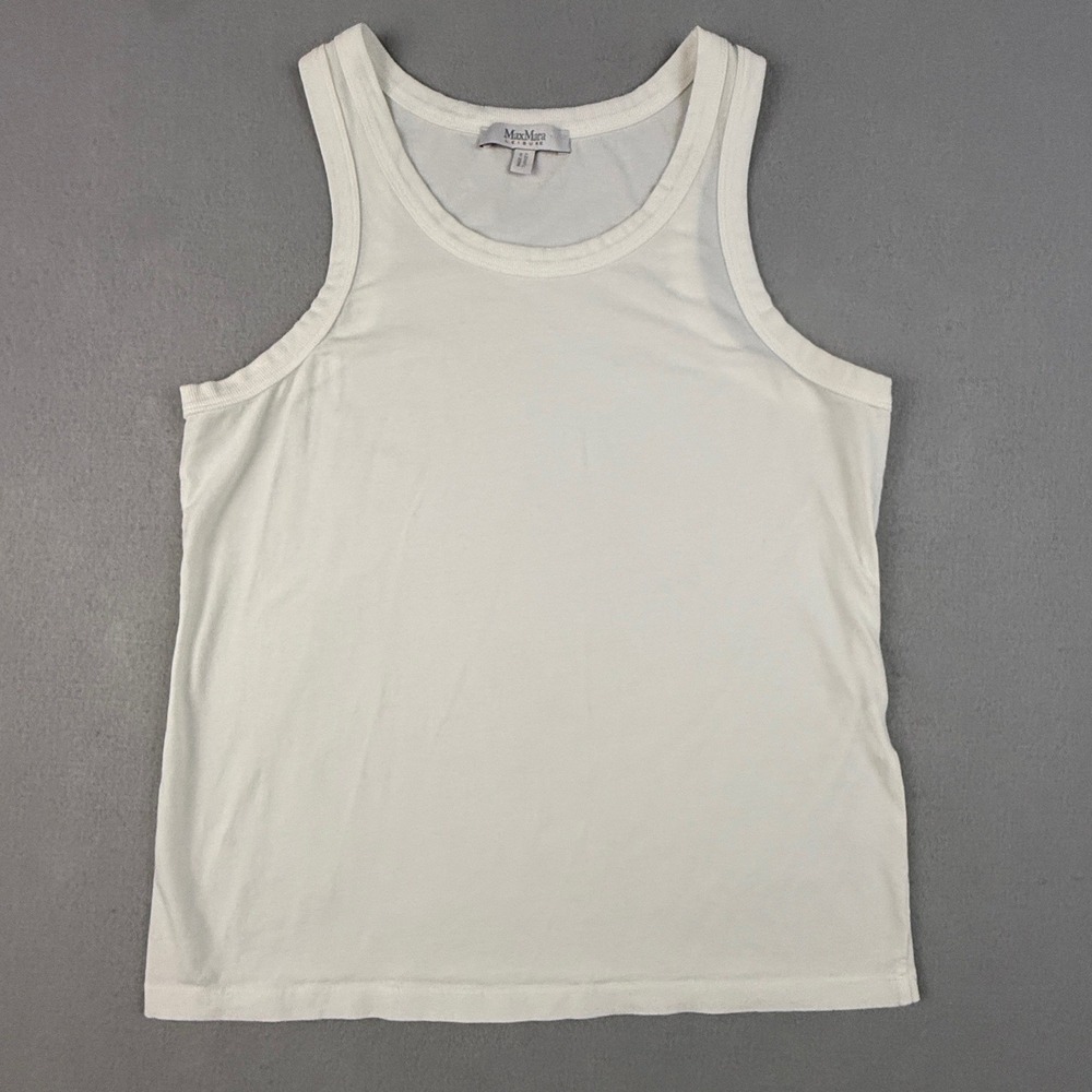 Max Mara Leisure White‎ Scoop Neck Tank Top Women's Medium Sleeveless Minimalist